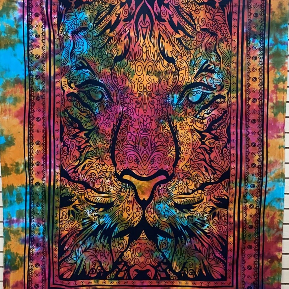Tie-Dye Tiger Face Tapestry